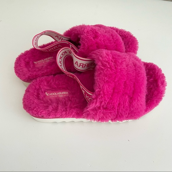 Koolaburra by UGG Kid's Backstrap Slide Sandals Fuzz'n Pink Size 12 - Picture 2 of 7